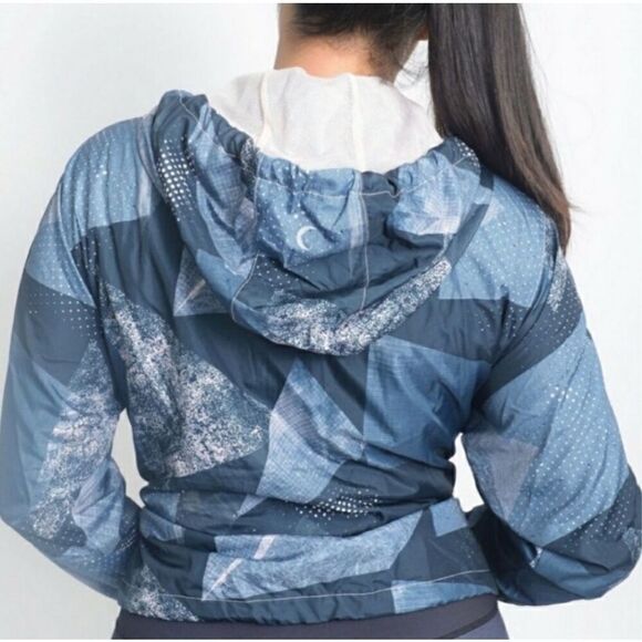 ZYIA Activewear Geometric Radical Bomber Full Zip Hooded Windbreaker Jacket, M - Picture 4 of 12